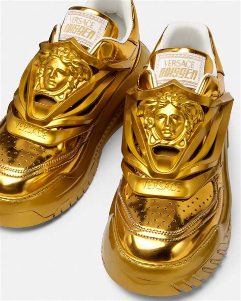 gold versace shoes|gold versace sneakers.